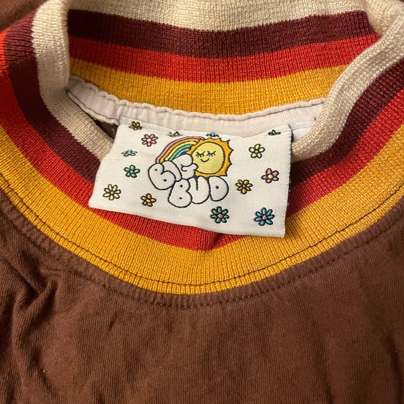 Big Bud Press Tops - Big Bud brown mock neck ringer